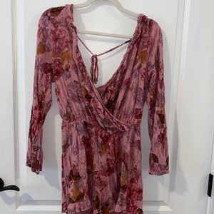 Pink floral romper